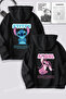 Dear Couple Combination Cute Stitch and Angel Back Printed Design Hooded Sweatshirt 2-Piece Set