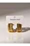 Halka Earrings with Line Detail Gold - 2