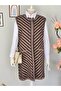 Long Wool Knitwear Front 3 Buttons Striped Plus Size Knitwear Vest - 4