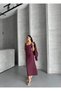 Women's Plum Woven Fabric Crop Shirt and U-Neck Suspender Long Dress Two-Piece Set - 6