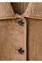 Faux Fur Leather Look Coat - 7