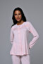Women's Pink Jacquard Winter Special Design Lace Detailed Maternity Pajama Set - 3