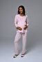 Women's Pink Shawl Collar Jacquard Winter Special Design Lace Maternity Pajama Set - 5
