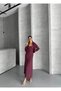 Women's Plum Woven Fabric Crop Shirt and U-Neck Suspender Long Dress Two-Piece Set - 3