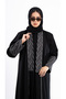 عباية نهى مزينة بقماش جاكار فضي مع قيطان - 2