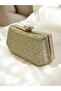 Gold Color Stone Pearl Detailed Handle Women's Evening Dress Bag - 4