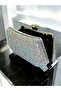 Silver Janjan Color Stone Pearl Detailed Handle Women's Evening Dress Bag - 7