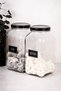 Set of 2 3 Liter Jars Tea Sugar Labeled 3000 ml Glass Jar Set with Metal Lid - 3
