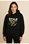 Korean Style Anime Logo Black Basic Sweatshirt Hoodie
