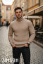 Men's Sweater Slim Fit Knitwear Sweater Beige Color