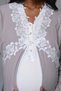 Women's Ecru Jacquard Lace Detailed Winter Special Design Maternity Pajama Set - 3