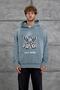 Men's Sweatshirt Love Money Piece Sleeves Gray Oversize Printed Hooded Crew Neck