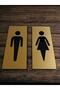 Women and Men Iconic Wc Sign Self-Adhesive Directional Sign 20X10 cm Gold- Brush - 3