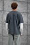 Men's Sweatshirt 02 Washed Oversized Smoked Oversized Printed Crew Neck - 5