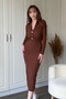 Ribana Fabric Gold Buttoned V-Neck Brown Midi Dress - 4
