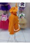 Orange Chanel Fabric Hooded Girl's Coat - 3