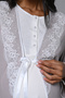 Women's Ecru Jacquard Lace Detailed Full Length Winter Long Sleeve Design Maternity Nightgown Nightdress Set - 3