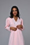 Women's Pink Patterned Lace Full Length Winter Long Sleeve Design Maternity Maternity Dressing Gown Nightgown Set - 2