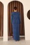 Women's Blue Long Sleeve Maxi Knit Dress - 5