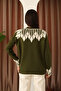Crew Neck Patterned Knit Sweater - 5