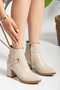 Pointed Toe Women's Heel Boots with a Straightening Buckle That Attracts Attention A063 - 4