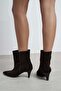 Yang Bitter Brown Genuine Suede Pointed Toe Cone Heel Women's Ankle Boots - 7