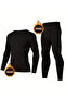 Men's Winter Black Thermal Underwear Set Thermal Leggings and Top Long Sleeve Thermal Underwear - 5