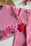 My Little Girl's Cicileri Daisy Poncho Detailed Embroidery Detailed Girl's 2-Piece Set - Pink - 2