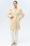 Plush Coat with Fur Hood and Pearl Detail Beige 3097-Tk - 2