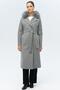 Batwing Sleeve Detachable Fur Punto Stitching Detailed Cashmere Coat Gray 3120-Tk - 6
