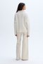 Women's Ecru Loose Fit Braided High Neck Sweater - 2