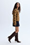 Women's Brown Jacquard Plaid Crew Neck Cardigan - 4