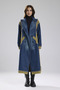Women's Denim Garnished Woven Fabric Mixed Design Trench Coat