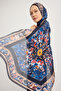 Flower Cosmos - Navy Blue - Aurora Patterned Janjan Shawl - 70X190 cm - 3
