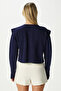 Women's Diana Navy Blue Shoulder Detail Knit Cardigan - 4