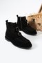Rogue Women's Buckle Detailed Genuine Leather Boots Black Suede - 4