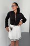 Women's Double Zipper Long Sleeve Sweatshirt Black - 2550 - 4