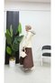 Drawstring Waist Zippered Side Pocket Hooded Hijab Leather Coat 62622 - 4