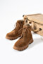 Lucia Women's Lace-Up Genuine Leather Boots Brown Suede - 2