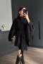 Imported Cashmere Fabric Buttoned Stand Collar Sash Belt Detail Batwing Sleeve Design Premium Poncho Coat Jacket - 5