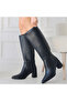 Roksa Black Leather Heeled Boots - 4