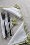Linen Embroidered Presentation Set of 6 Cocktail Napkins Coffee Side Coasters - 3