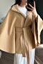 Imported Cashmere Fabric Buttoned Stand Collar Sash Belt Detail Batwing Sleeve Design Premium Poncho Coat Jacket - 5