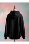 Printed Cotton 3 Thread Oversize Black Sweatshirt - 2