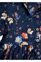 100% Cotton Floral Patterned Navy Blue Summer Girl's Dress - 3