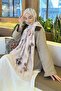 Batik Floral Pattern Bamboo Shawl Beige - 3