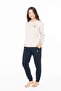 Women's Crew Neck Long Sleeve Pajama Set Comfortable Fabric with Banded Legs - 2