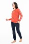 Women's Crew Neck Long Sleeve Pajama Set Comfortable Fabric with Banded Legs - 2