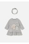 Baby Girl Dress Set with Headband Gray 2809 - 2