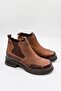 Women's Genuine Leather Short Heel Zippered Ankle Boots 2452703K - Mink - 36 - 3